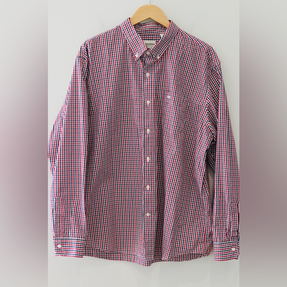 Like new Dockers long sleeve button down plaid red/black/white shirt XXL EUC